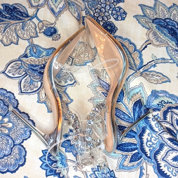 Steve Madden Vary Pointed Toe Heels Pumps Clear PVC Rhinestone  SZ 11 New - Picture 10 of 13